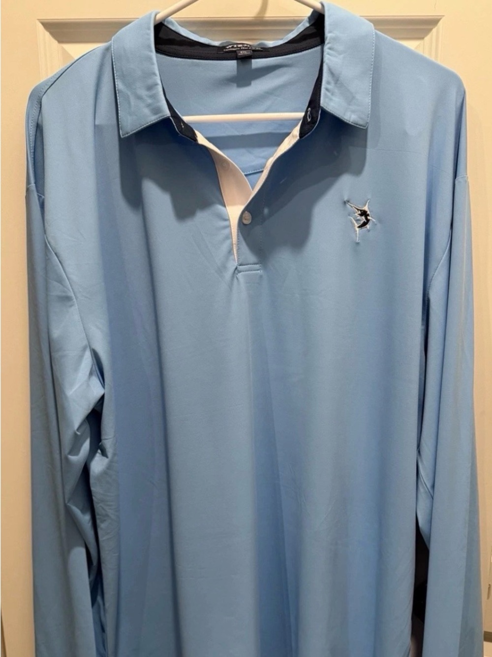 White Water Life (WTR LFE) men’s long-sleeve performance polo – light blue (2XL)